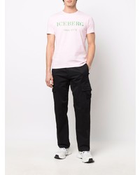 rosa bedrucktes T-Shirt mit einem Rundhalsausschnitt von Iceberg