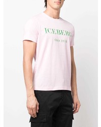 rosa bedrucktes T-Shirt mit einem Rundhalsausschnitt von Iceberg