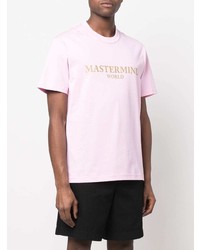 rosa bedrucktes T-Shirt mit einem Rundhalsausschnitt von Mastermind Japan