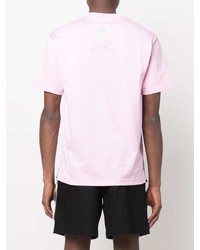 rosa bedrucktes T-Shirt mit einem Rundhalsausschnitt von Mastermind Japan