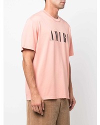 rosa bedrucktes T-Shirt mit einem Rundhalsausschnitt von Amiri