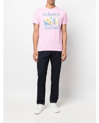 rosa bedrucktes T-Shirt mit einem Rundhalsausschnitt von MC2 Saint Barth