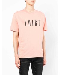 rosa bedrucktes T-Shirt mit einem Rundhalsausschnitt von Amiri