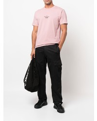 rosa bedrucktes T-Shirt mit einem Rundhalsausschnitt von Stone Island