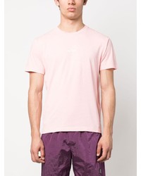 rosa bedrucktes T-Shirt mit einem Rundhalsausschnitt von Stone Island