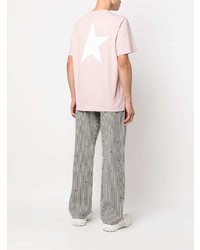 rosa bedrucktes T-Shirt mit einem Rundhalsausschnitt von Golden Goose