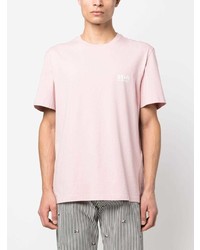 rosa bedrucktes T-Shirt mit einem Rundhalsausschnitt von Golden Goose