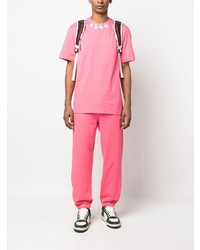 rosa bedrucktes T-Shirt mit einem Rundhalsausschnitt von MSGM