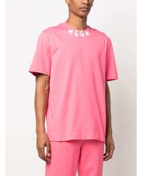 rosa bedrucktes T-Shirt mit einem Rundhalsausschnitt von MSGM