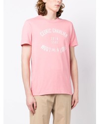 rosa bedrucktes T-Shirt mit einem Rundhalsausschnitt von Cédric Charlier