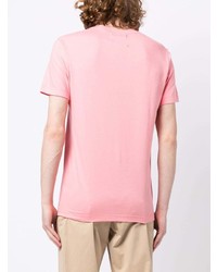 rosa bedrucktes T-Shirt mit einem Rundhalsausschnitt von Cédric Charlier