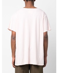 rosa bedrucktes T-Shirt mit einem Rundhalsausschnitt von Greg Lauren