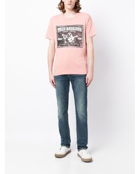 rosa bedrucktes T-Shirt mit einem Rundhalsausschnitt von True Religion