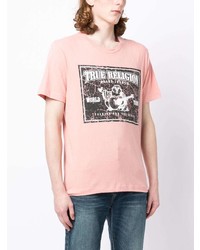 rosa bedrucktes T-Shirt mit einem Rundhalsausschnitt von True Religion