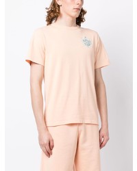 rosa bedrucktes T-Shirt mit einem Rundhalsausschnitt von MAISON KITSUNÉ