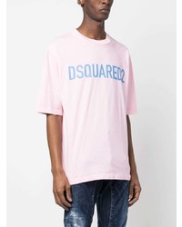 rosa bedrucktes T-Shirt mit einem Rundhalsausschnitt von DSQUARED2