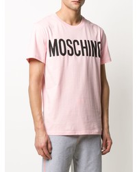 rosa bedrucktes T-Shirt mit einem Rundhalsausschnitt von Moschino