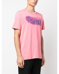 rosa bedrucktes T-Shirt mit einem Rundhalsausschnitt von Marni