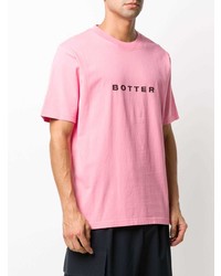 rosa bedrucktes T-Shirt mit einem Rundhalsausschnitt von Botter