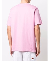 rosa bedrucktes T-Shirt mit einem Rundhalsausschnitt von MSGM