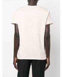 rosa bedrucktes T-Shirt mit einem Rundhalsausschnitt von Balmain