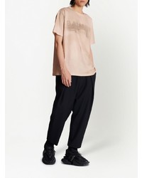 rosa bedrucktes T-Shirt mit einem Rundhalsausschnitt von Balmain