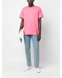 rosa bedrucktes T-Shirt mit einem Rundhalsausschnitt von MSGM