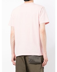 rosa bedrucktes T-Shirt mit einem Rundhalsausschnitt von MAISON KITSUNÉ