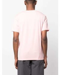 rosa bedrucktes T-Shirt mit einem Rundhalsausschnitt von Stone Island