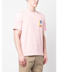 rosa bedrucktes T-Shirt mit einem Rundhalsausschnitt von Casablanca