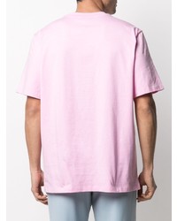 rosa bedrucktes T-Shirt mit einem Rundhalsausschnitt von MSGM