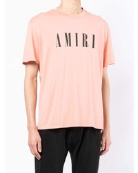 rosa bedrucktes T-Shirt mit einem Rundhalsausschnitt von Amiri