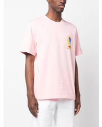 rosa bedrucktes T-Shirt mit einem Rundhalsausschnitt von Casablanca