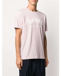 rosa bedrucktes T-Shirt mit einem Rundhalsausschnitt von BOSS