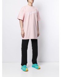 rosa bedrucktes T-Shirt mit einem Rundhalsausschnitt von Vetements