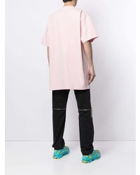 rosa bedrucktes T-Shirt mit einem Rundhalsausschnitt von Vetements