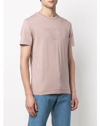 rosa bedrucktes T-Shirt mit einem Rundhalsausschnitt von Emporio Armani