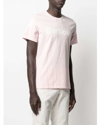 rosa bedrucktes T-Shirt mit einem Rundhalsausschnitt von Barbour