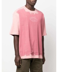 rosa bedrucktes T-Shirt mit einem Rundhalsausschnitt von Diesel