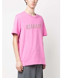 rosa bedrucktes T-Shirt mit einem Rundhalsausschnitt von Isabel Marant