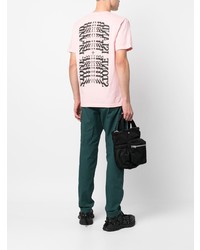 rosa bedrucktes T-Shirt mit einem Rundhalsausschnitt von Stone Island