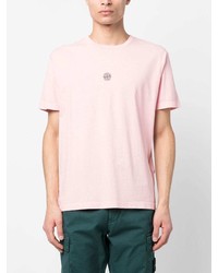 rosa bedrucktes T-Shirt mit einem Rundhalsausschnitt von Stone Island