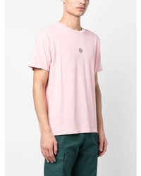 rosa bedrucktes T-Shirt mit einem Rundhalsausschnitt von Stone Island