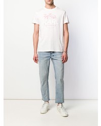 rosa bedrucktes T-Shirt mit einem Rundhalsausschnitt von Karl Lagerfeld