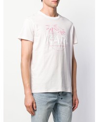 rosa bedrucktes T-Shirt mit einem Rundhalsausschnitt von Karl Lagerfeld