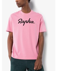 rosa bedrucktes T-Shirt mit einem Rundhalsausschnitt von Rapha