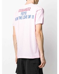 rosa bedrucktes T-Shirt mit einem Rundhalsausschnitt von DSQUARED2