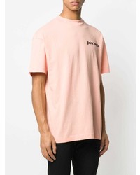 rosa bedrucktes T-Shirt mit einem Rundhalsausschnitt von Palm Angels
