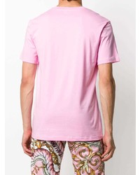 rosa bedrucktes T-Shirt mit einem Rundhalsausschnitt von Moschino