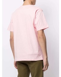 rosa bedrucktes T-Shirt mit einem Rundhalsausschnitt von A Bathing Ape